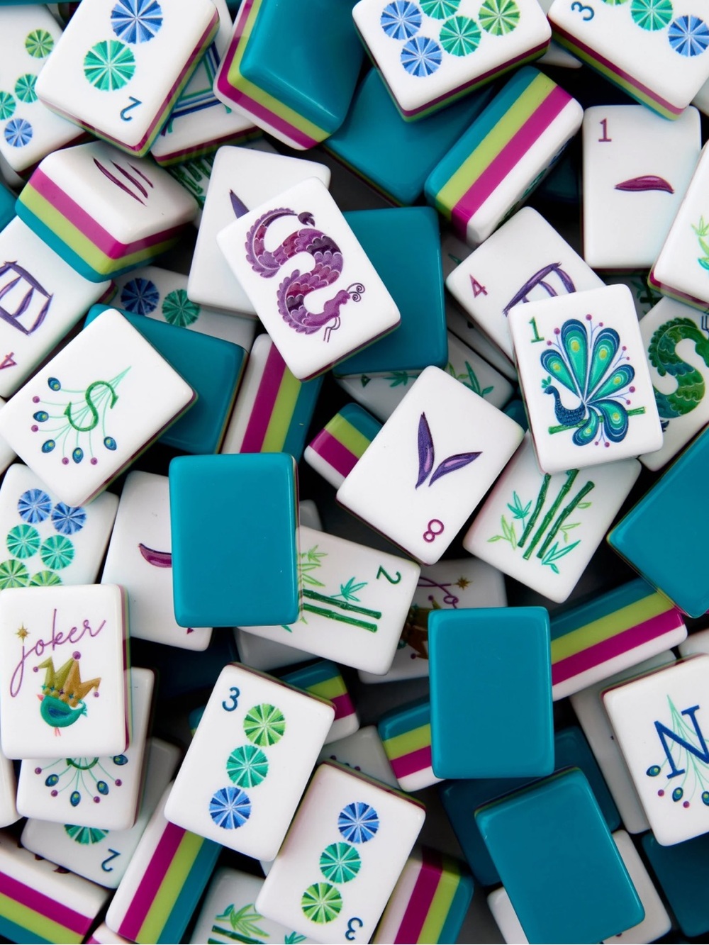Teal Blue Green Mahjong Tiles